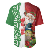 Meri Kirihimete New Zealand Personalised Baseball Jersey Cute Santa NZ Animals and Pohutukawa LT14 - Polynesian Pride