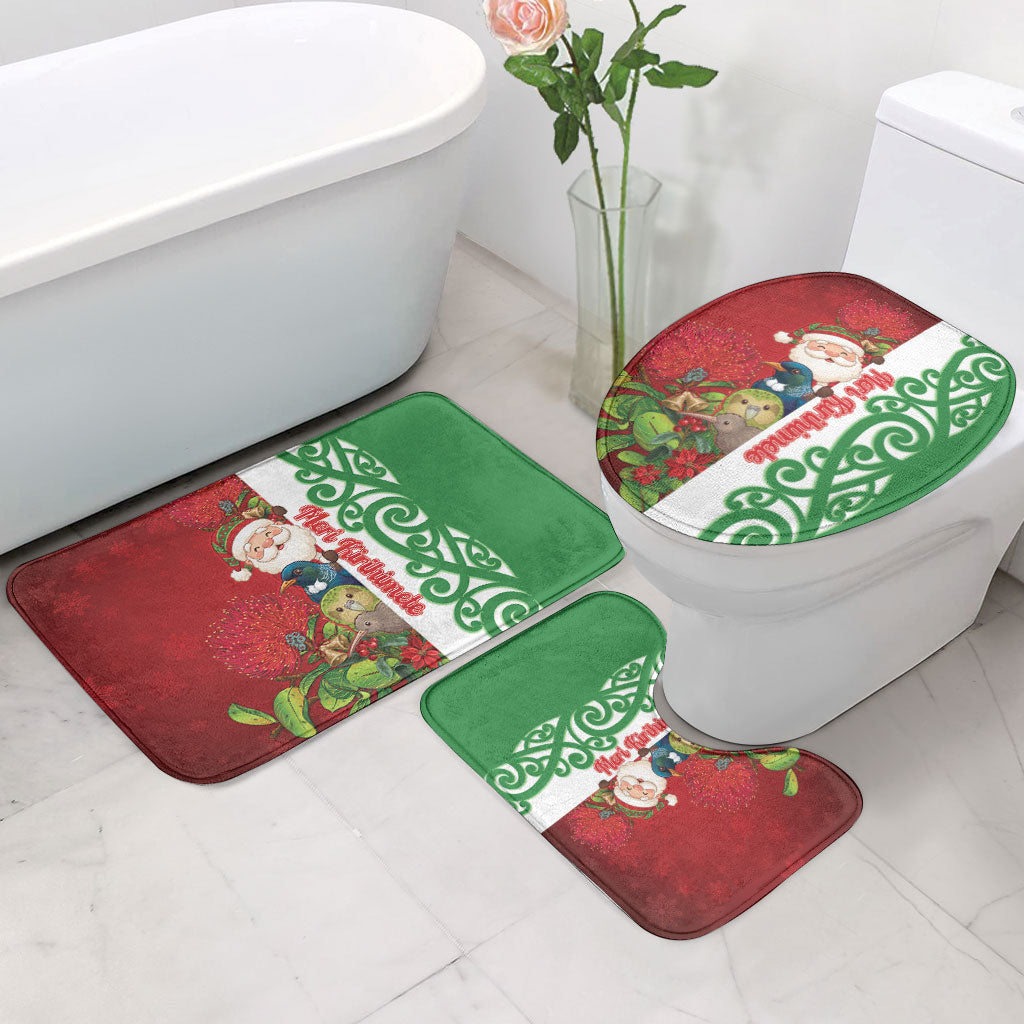 Meri Kirihimete New Zealand Bathroom Set Cute Santa NZ Animals and Pohutukawa LT14 - Polynesian Pride