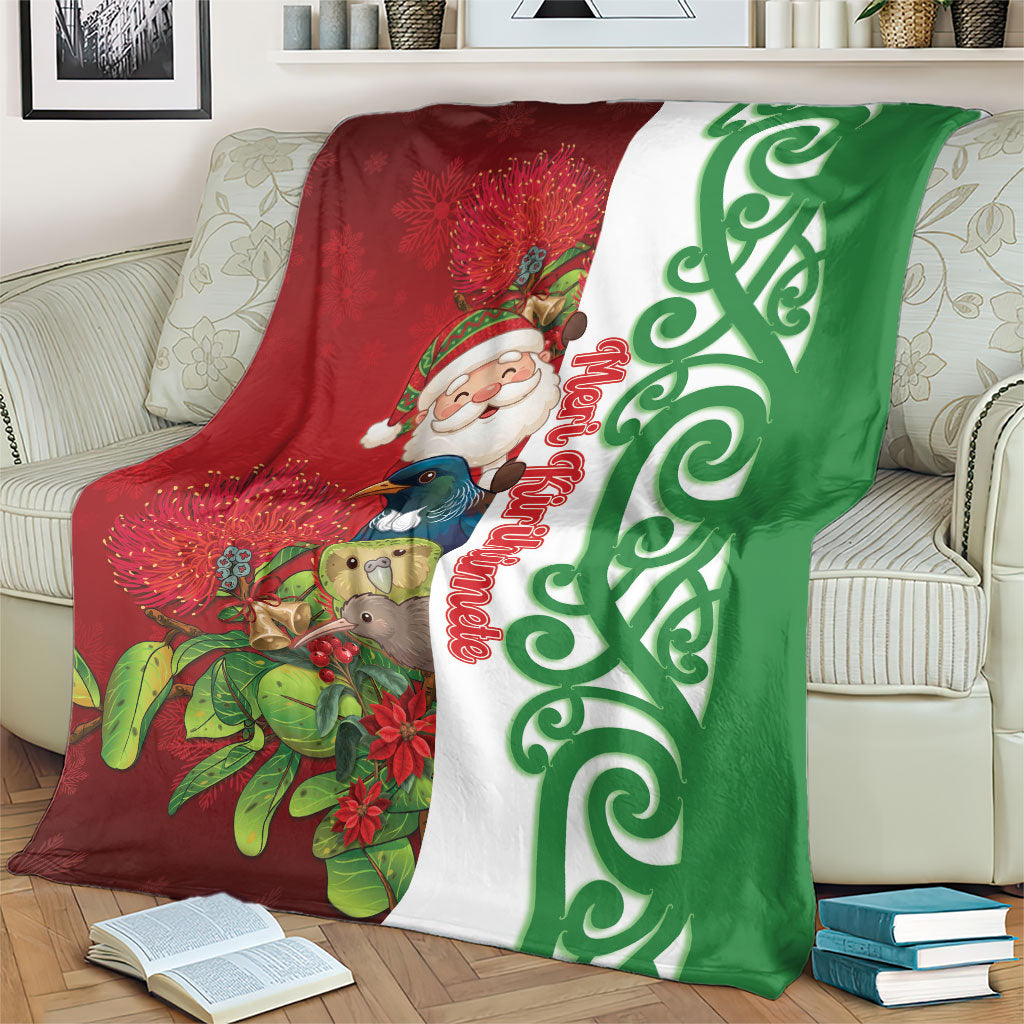 Meri Kirihimete New Zealand Blanket Cute Santa NZ Animals and Pohutukawa LT14 - Polynesian Pride