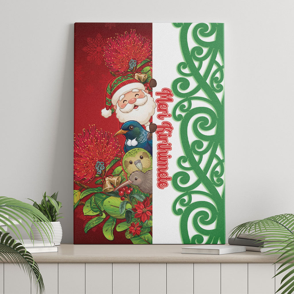 Meri Kirihimete New Zealand Canvas Wall Art Cute Santa NZ Animals and Pohutukawa LT14 - Polynesian Pride