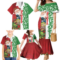 Meri Kirihimete New Zealand Personalised Family Matching Mermaid Dress and Hawaiian Shirt Cute Santa NZ Animals and Pohutukawa LT14 - Polynesian Pride
