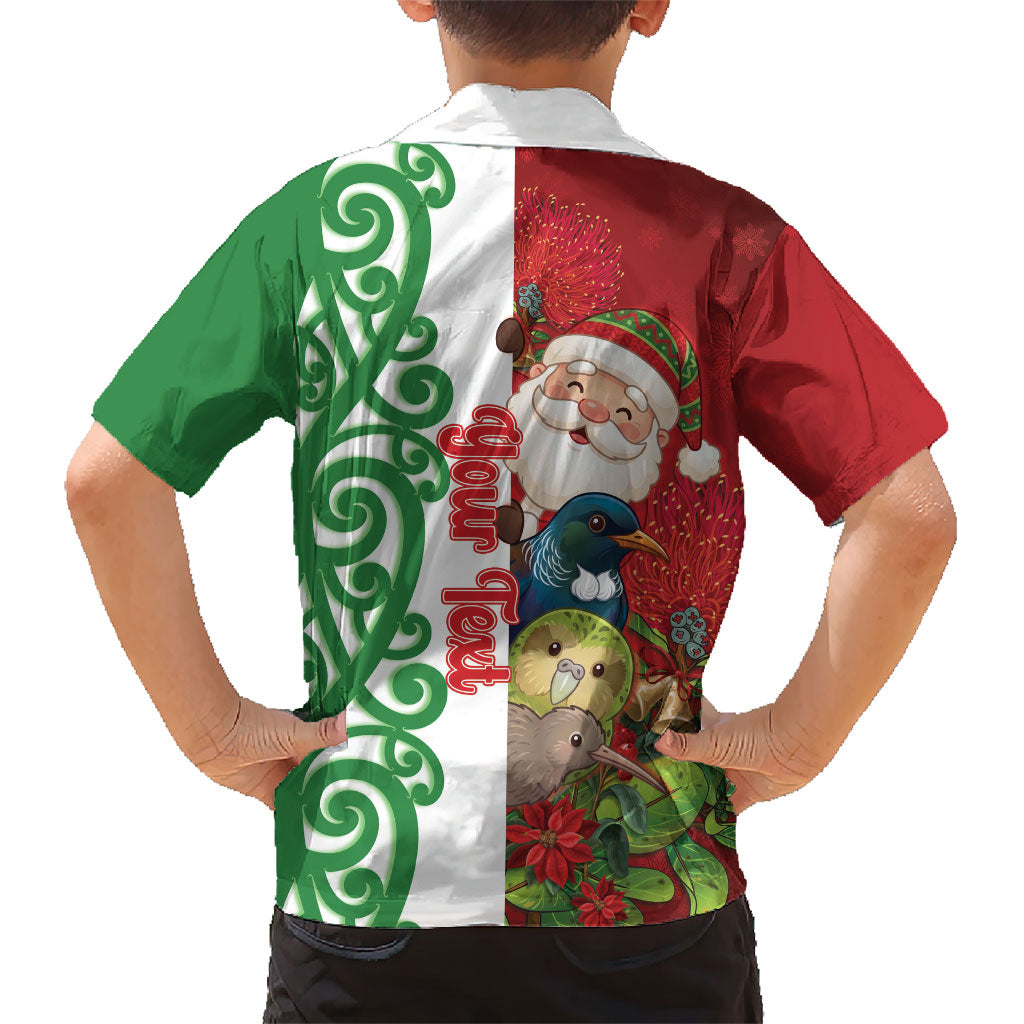 Meri Kirihimete New Zealand Personalised Family Matching Puletasi and Hawaiian Shirt Cute Santa NZ Animals and Pohutukawa LT14 - Polynesian Pride