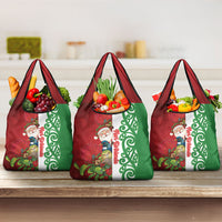Meri Kirihimete New Zealand Grocery Bag Cute Santa NZ Animals and Pohutukawa LT14 3-pack One Size Red - Polynesian Pride