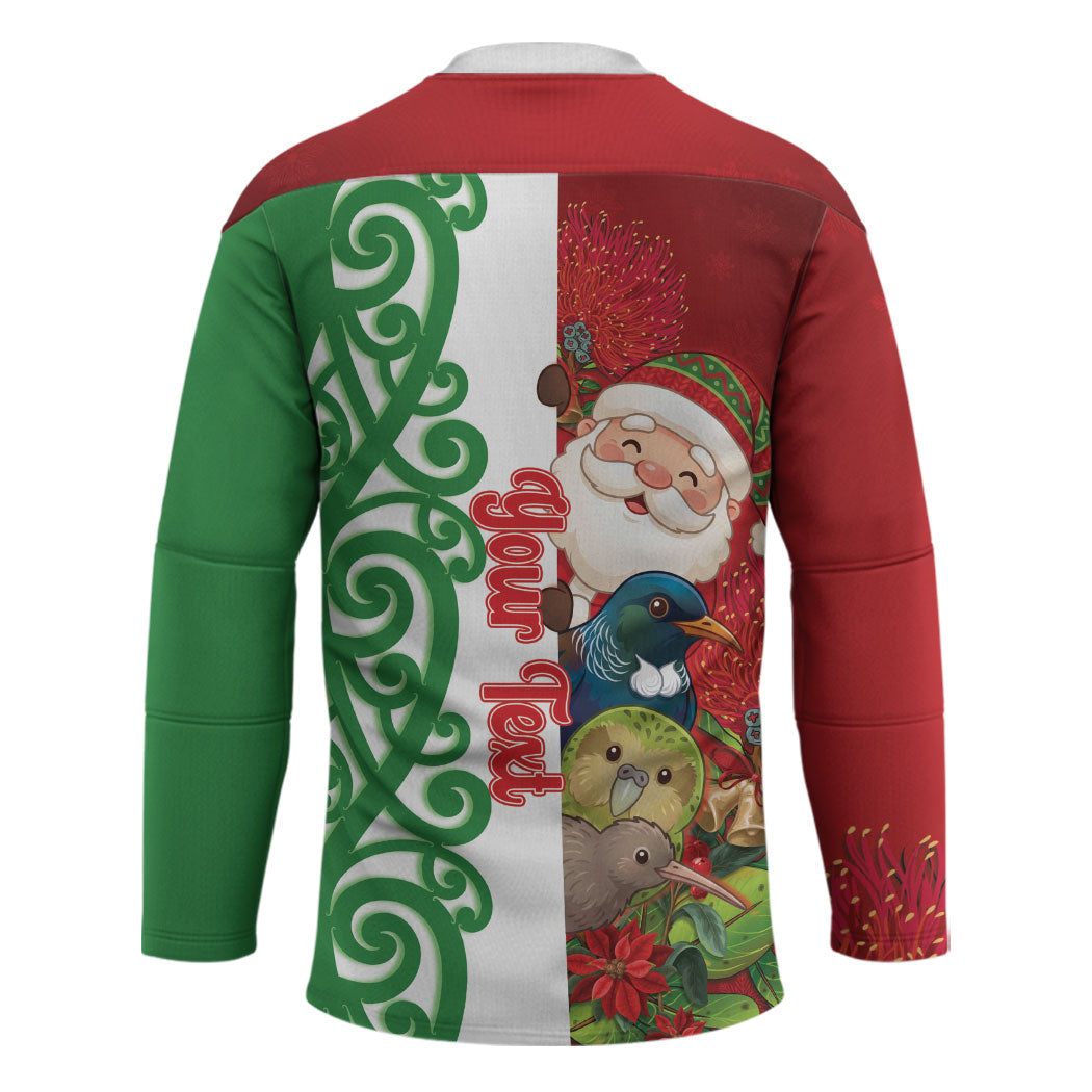 Meri Kirihimete New Zealand Personalised Hockey Jersey Cute Santa NZ Animals and Pohutukawa LT14 - Polynesian Pride
