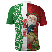 Meri Kirihimete New Zealand Personalised Polo Shirt Cute Santa NZ Animals and Pohutukawa LT14 - Polynesian Pride