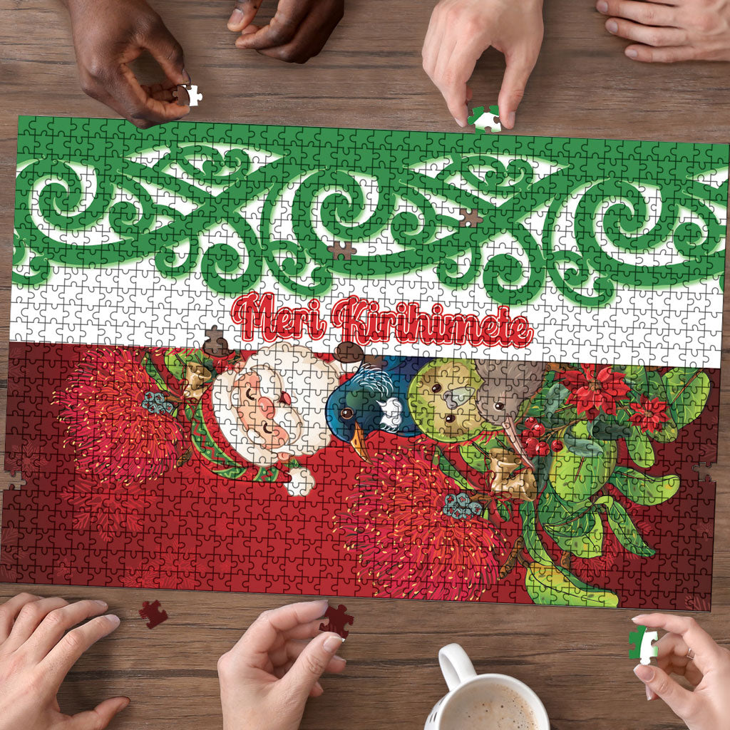 Meri Kirihimete New Zealand Puzzle Cute Santa NZ Animals and Pohutukawa LT14 - Polynesian Pride