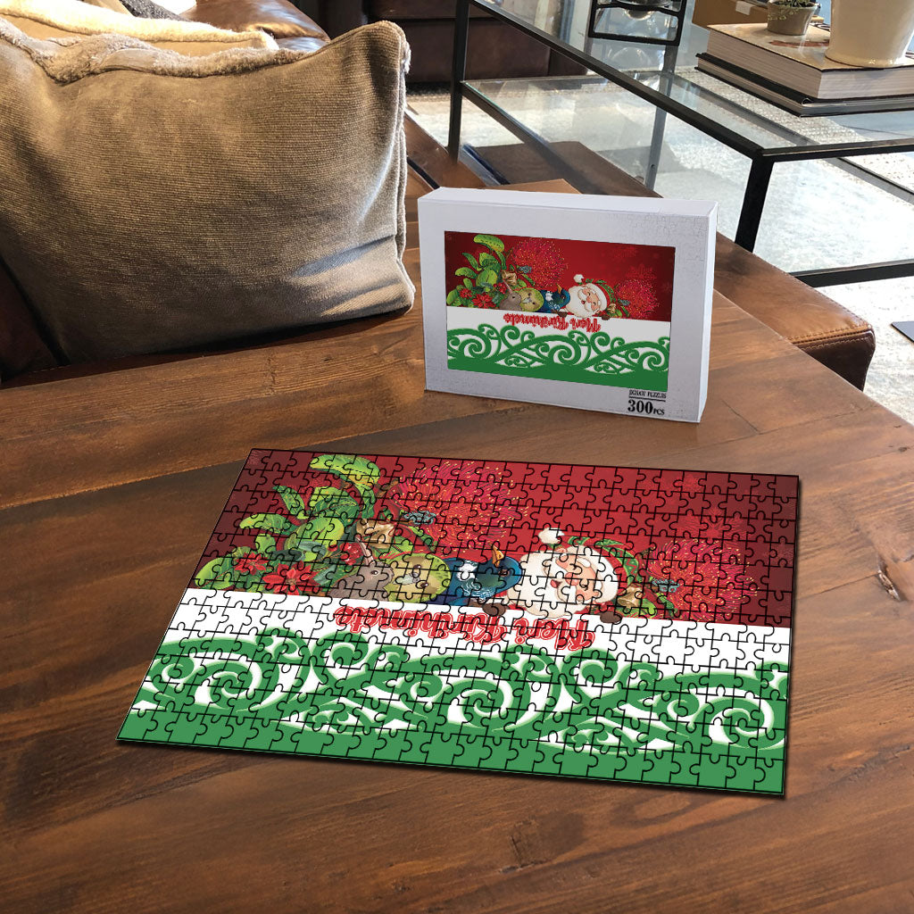 Meri Kirihimete New Zealand Puzzle Cute Santa NZ Animals and Pohutukawa LT14 - Polynesian Pride