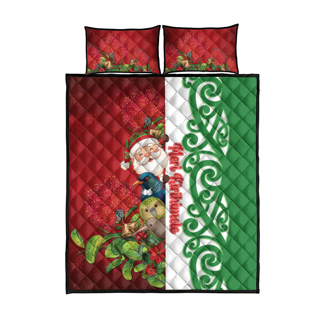 Meri Kirihimete New Zealand Quilt Bed Set Cute Santa NZ Animals and Pohutukawa LT14 - Polynesian Pride