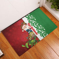 Meri Kirihimete New Zealand Rubber Doormat Cute Santa NZ Animals and Pohutukawa LT14 - Polynesian Pride