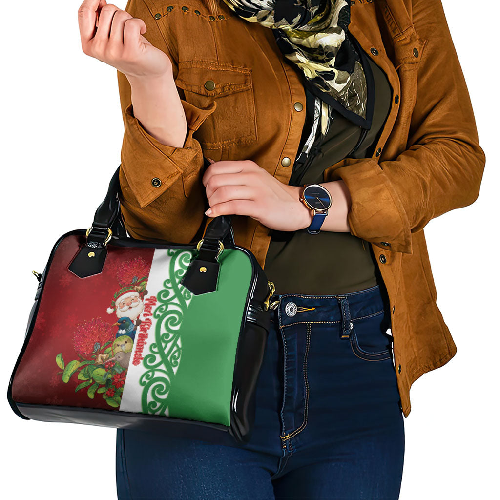 Meri Kirihimete New Zealand Shoulder Handbag Cute Santa NZ Animals and Pohutukawa LT14 - Polynesian Pride