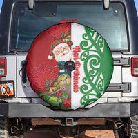 Meri Kirihimete New Zealand Spare Tire Cover Cute Santa NZ Animals and Pohutukawa LT14 Red - Polynesian Pride