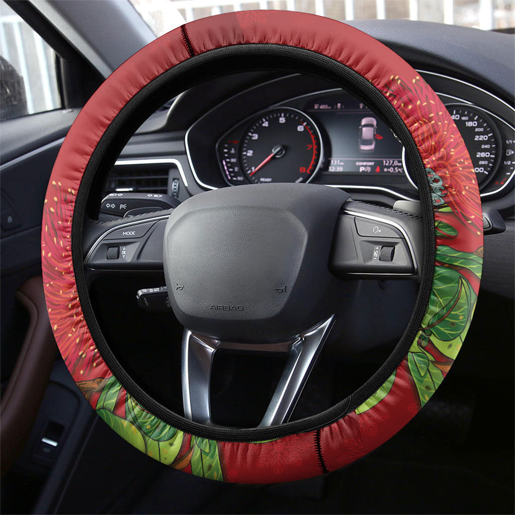Meri Kirihimete New Zealand Steering Wheel Cover Cute Santa NZ Animals and Pohutukawa LT14 - Polynesian Pride