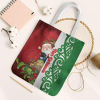 Meri Kirihimete New Zealand Tote Bag Cute Santa NZ Animals and Pohutukawa LT14 White Strap One Size Red - Polynesian Pride