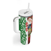 Meri Kirihimete New Zealand Personalised Tumbler With Handle Cute Santa NZ Animals and Pohutukawa LT14 - Polynesian Pride