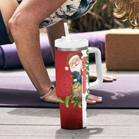Meri Kirihimete New Zealand Personalised Tumbler With Handle Cute Santa NZ Animals and Pohutukawa LT14 - Polynesian Pride