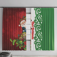 Meri Kirihimete New Zealand Window Curtain Cute Santa NZ Animals and Pohutukawa LT14 With Hooks Red - Polynesian Pride