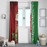 Meri Kirihimete New Zealand Window Curtain Cute Santa NZ Animals and Pohutukawa LT14 - Polynesian Pride
