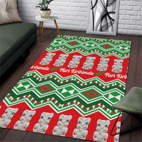 New Zealand Christmas In July Area Rug Meri Kirihimete Hei Tiki Taniko Motifs Seamless LT14 Red - Polynesian Pride