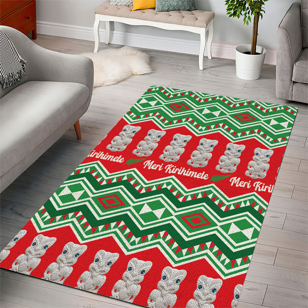New Zealand Christmas In July Area Rug Meri Kirihimete Hei Tiki Taniko Motifs Seamless LT14 - Polynesian Pride