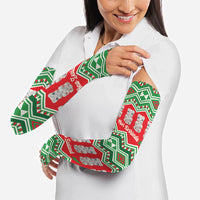 New Zealand Christmas In July Arm Sleeves Meri Kirihimete Hei Tiki Taniko Motifs Seamless LT14 - Polynesian Pride