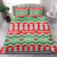 New Zealand Christmas In July Bedding Set Meri Kirihimete Hei Tiki Taniko Motifs Seamless LT14 - Polynesian Pride