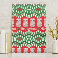 New Zealand Christmas In July Canvas Wall Art Meri Kirihimete Hei Tiki Taniko Motifs Seamless LT14 Without Frame Red - Polynesian Pride