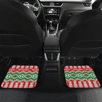 New Zealand Christmas In July Car Mats Meri Kirihimete Hei Tiki Taniko Motifs Seamless LT14 Set 2pcs - Back Red - Polynesian Pride