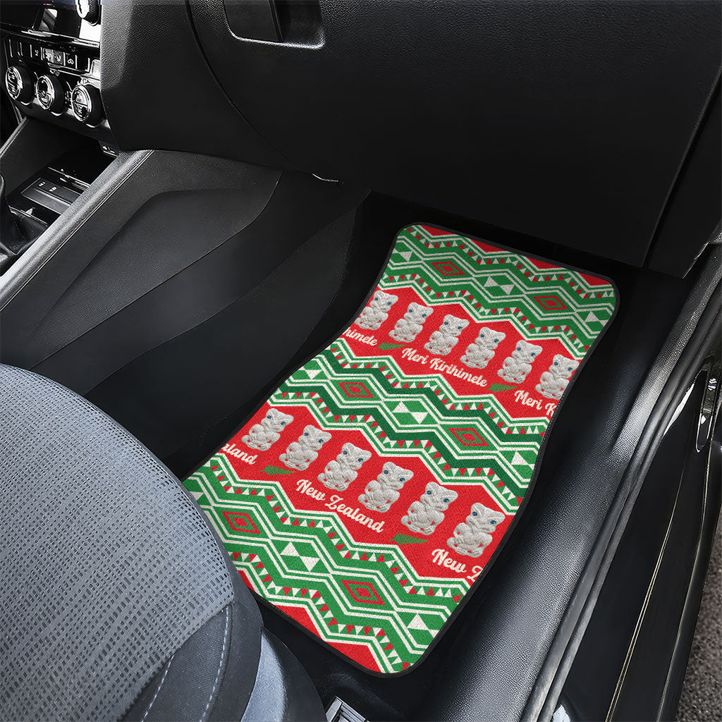 New Zealand Christmas In July Car Mats Meri Kirihimete Hei Tiki Taniko Motifs Seamless LT14 - Polynesian Pride