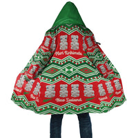 New Zealand Christmas In July Cloak Meri Kirihimete Hei Tiki Taniko Motifs Seamless LT14 Unisex Red - Polynesian Pride