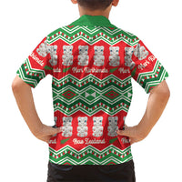 New Zealand Christmas In July Family Matching Off Shoulder Short Dress and Hawaiian Shirt Meri Kirihimete Hei Tiki Taniko Motifs Seamless LT14 - Polynesian Pride