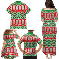 New Zealand Christmas In July Family Matching Puletasi and Hawaiian Shirt Meri Kirihimete Hei Tiki Taniko Motifs Seamless LT14 - Polynesian Pride