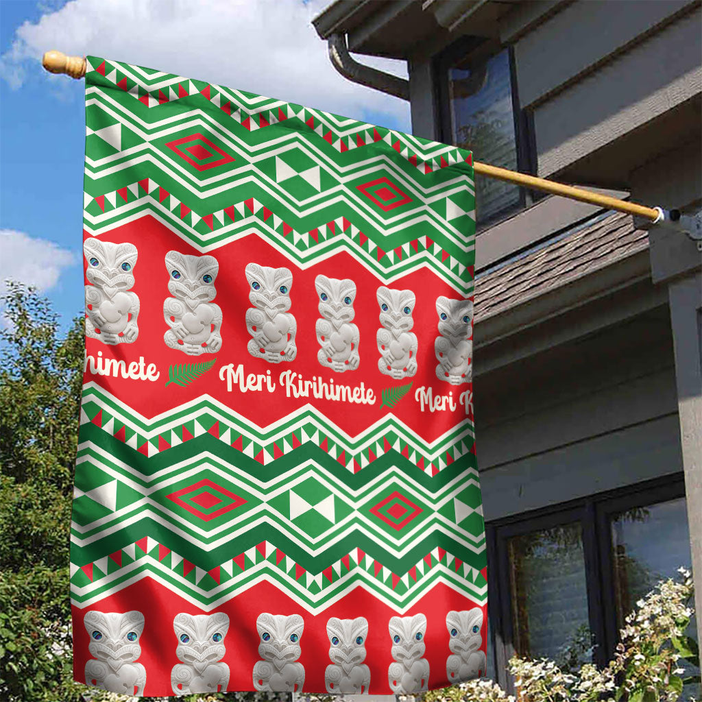 New Zealand Christmas In July Garden Flag Meri Kirihimete Hei Tiki Taniko Motifs Seamless LT14 - Polynesian Pride