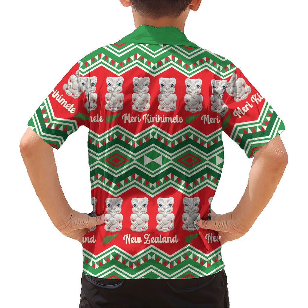 New Zealand Christmas In July Hawaiian Shirt Meri Kirihimete Hei Tiki Taniko Motifs Seamless LT14 - Polynesian Pride