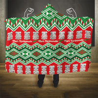 New Zealand Christmas In July Hooded Blanket Meri Kirihimete Hei Tiki Taniko Motifs Seamless LT14 - Polynesian Pride