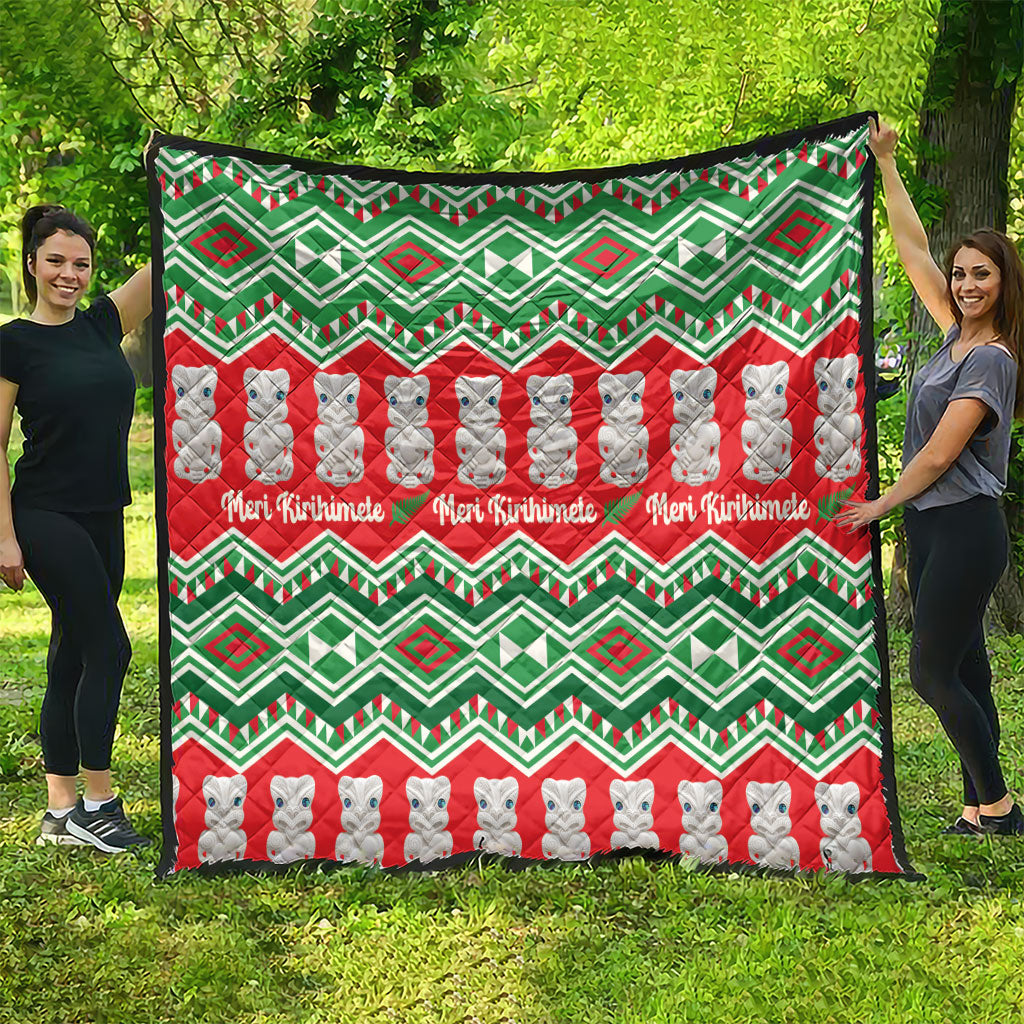 New Zealand Christmas In July Quilt Meri Kirihimete Hei Tiki Taniko Motifs Seamless LT14 - Polynesian Pride