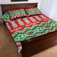 New Zealand Christmas In July Quilt Bed Set Meri Kirihimete Hei Tiki Taniko Motifs Seamless LT14 - Polynesian Pride