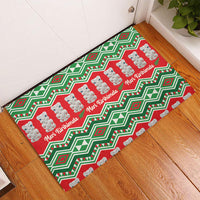New Zealand Christmas In July Rubber Doormat Meri Kirihimete Hei Tiki Taniko Motifs Seamless LT14 - Polynesian Pride