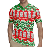 New Zealand Christmas In July Rugby Jersey Meri Kirihimete Hei Tiki Taniko Motifs Seamless LT14 - Polynesian Pride