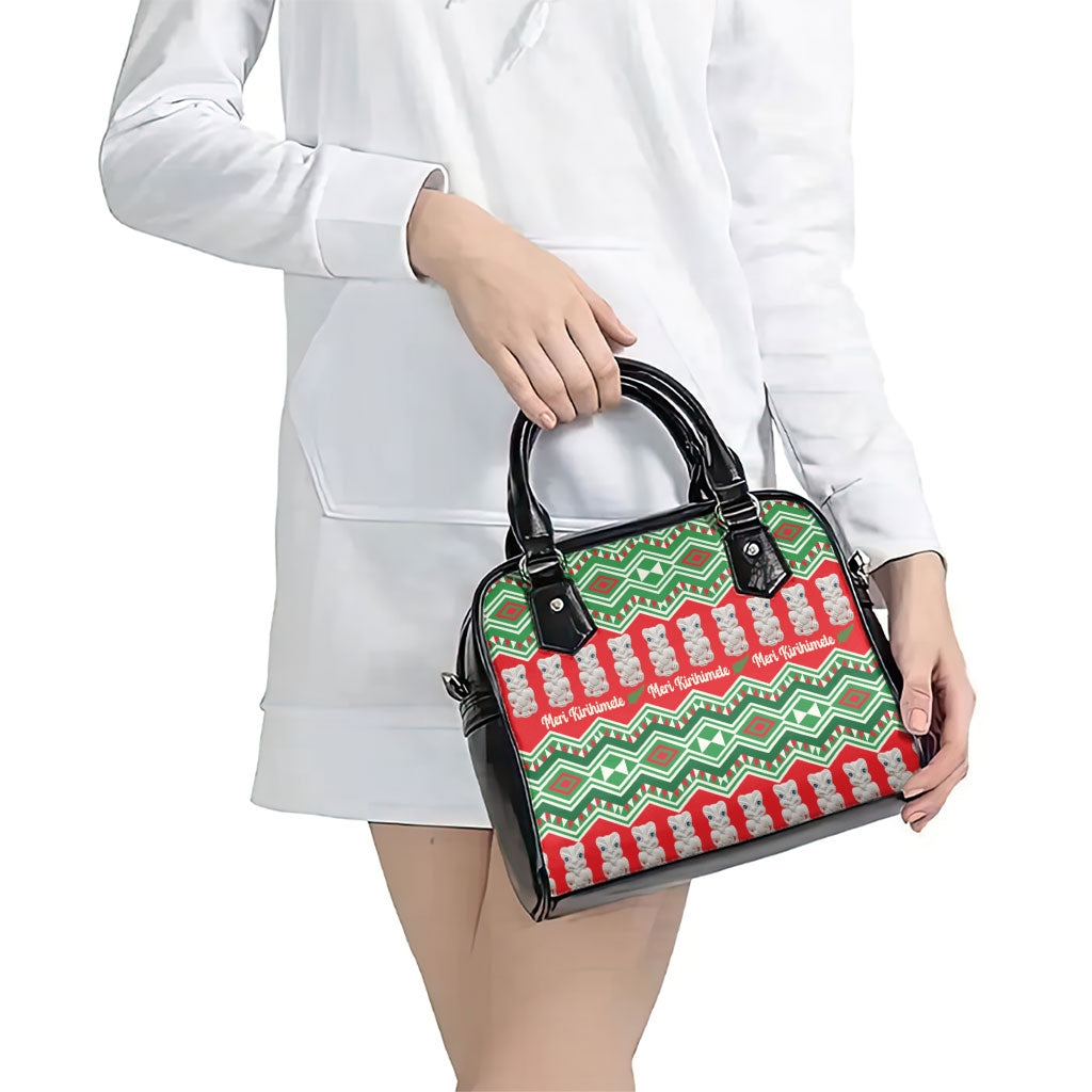 New Zealand Christmas In July Shoulder Handbag Meri Kirihimete Hei Tiki Taniko Motifs Seamless LT14 - Polynesian Pride