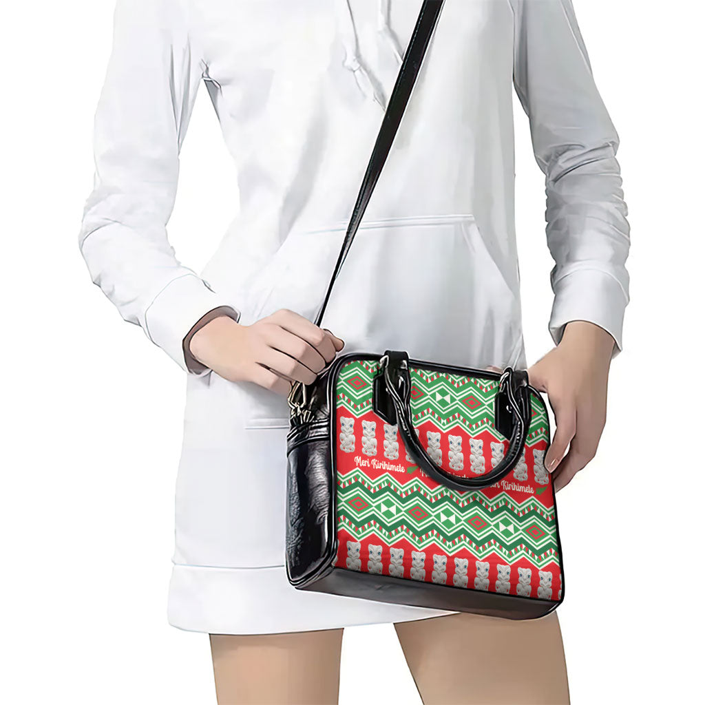 New Zealand Christmas In July Shoulder Handbag Meri Kirihimete Hei Tiki Taniko Motifs Seamless LT14 - Polynesian Pride