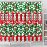 New Zealand Christmas In July Shower Curtain Meri Kirihimete Hei Tiki Taniko Motifs Seamless LT14 - Polynesian Pride