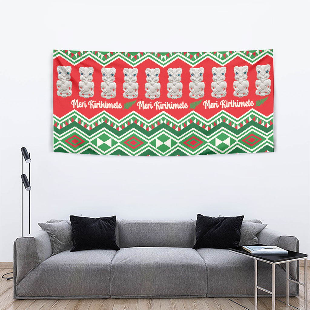 New Zealand Christmas In July Tapestry Meri Kirihimete Hei Tiki Taniko Motifs Seamless LT14 - Polynesian Pride
