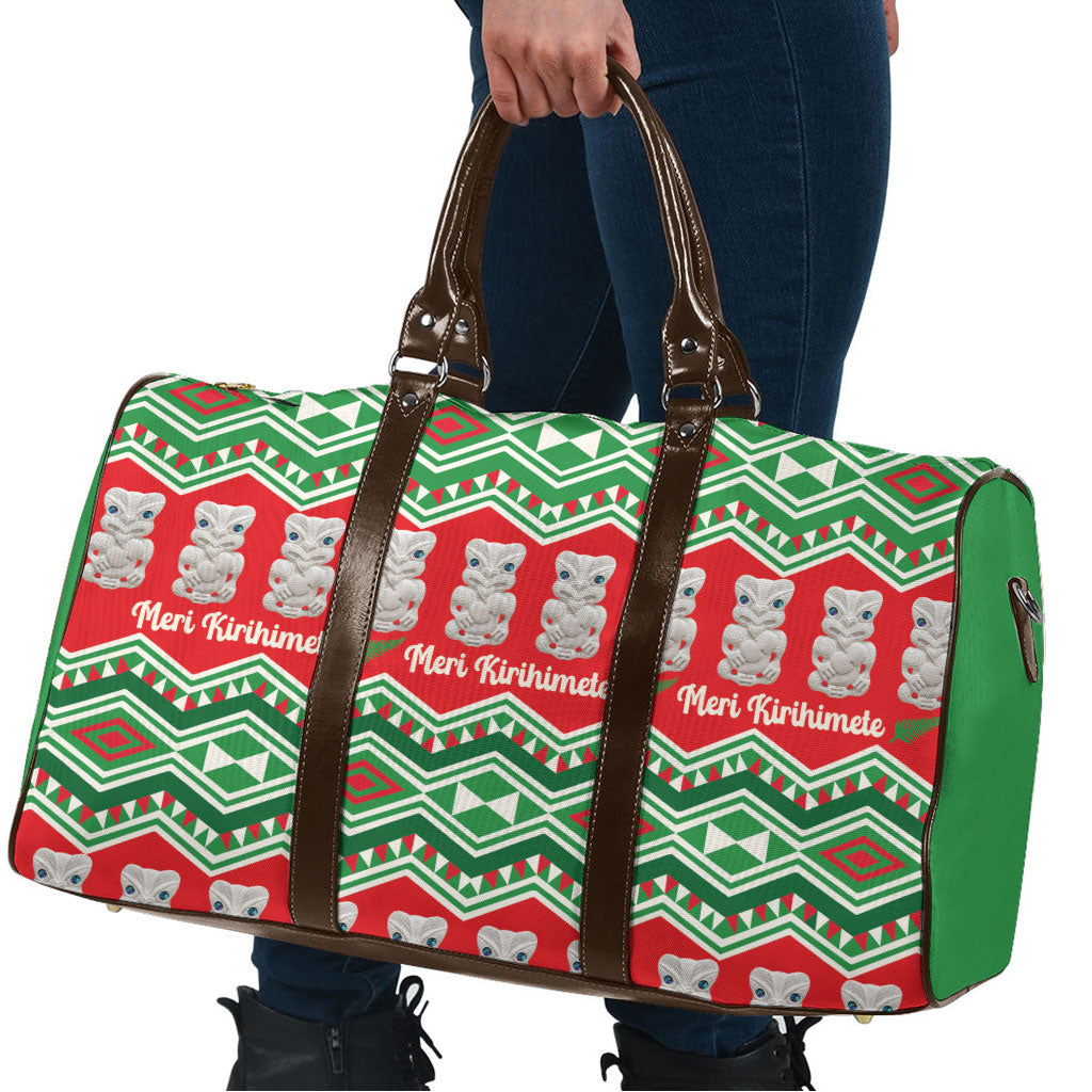New Zealand Christmas In July Travel Bag Meri Kirihimete Hei Tiki Taniko Motifs Seamless LT14 - Polynesian Pride