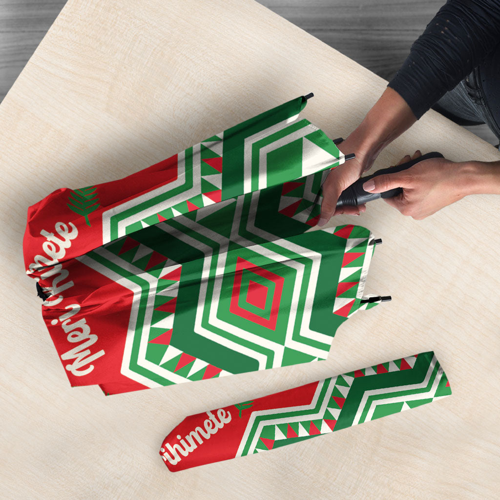New Zealand Christmas In July Umbrella Meri Kirihimete Hei Tiki Taniko Motifs Seamless LT14 - Polynesian Pride