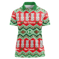 New Zealand Christmas In July Women Polo Shirt Meri Kirihimete Hei Tiki Taniko Motifs Seamless LT14 Female Red - Polynesian Pride