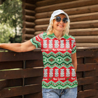 New Zealand Christmas In July Women Polo Shirt Meri Kirihimete Hei Tiki Taniko Motifs Seamless LT14 - Polynesian Pride