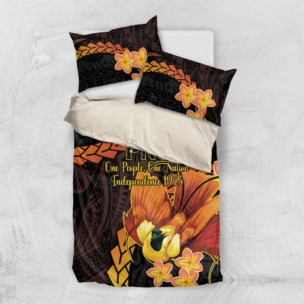 Papua New Guinea Independence Day Bedding Set 50th Anniversary Papua Niu Gini Bird Of Paradise LT14 US Twin 172cm x 218cm Black - Polynesian Pride