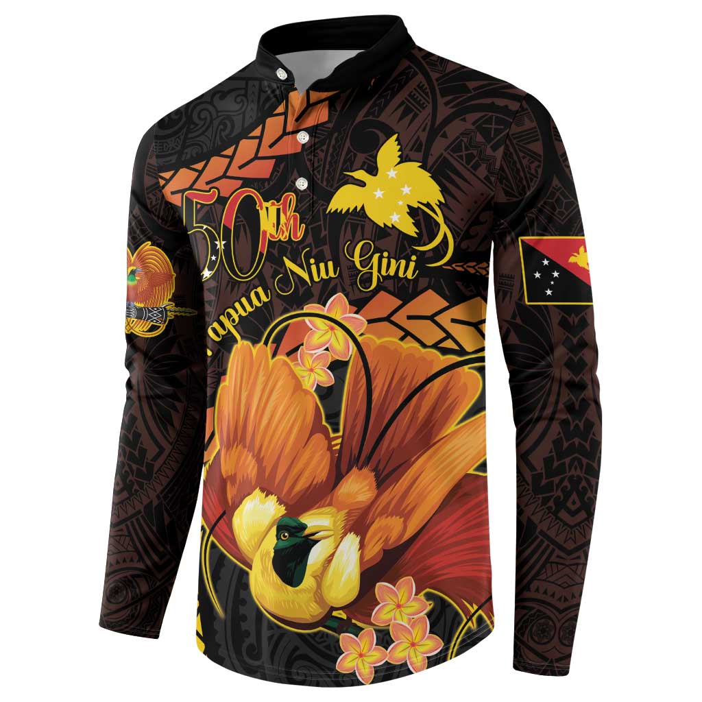Papua New Guinea Independence Day Button Sweatshirt 50th Anniversary Papua Niu Gini Bird Of Paradise LT14 - Polynesian Pride