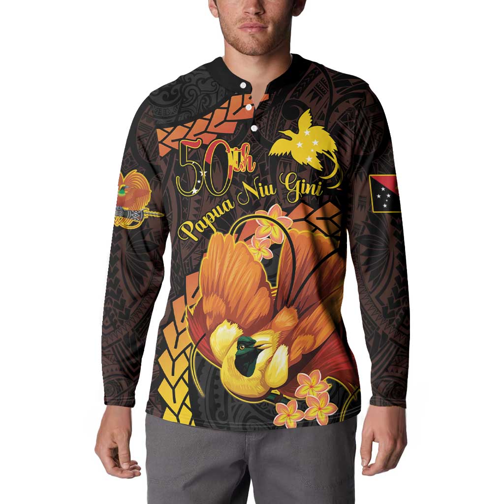 Papua New Guinea Independence Day Button Sweatshirt 50th Anniversary Papua Niu Gini Bird Of Paradise LT14 - Polynesian Pride