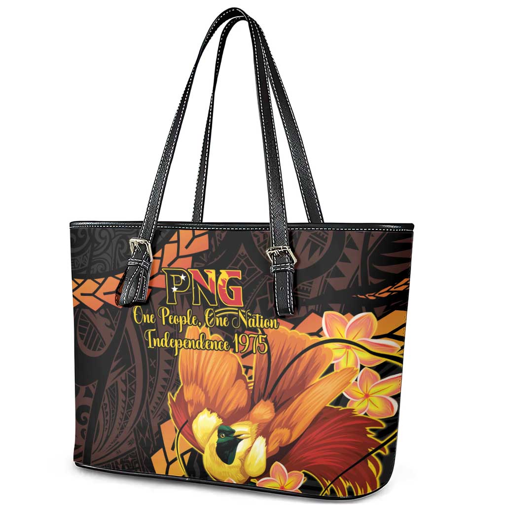 Papua New Guinea Independence Day Leather Tote Bag 50th Anniversary Papua Niu Gini Bird Of Paradise LT14 - Polynesian Pride
